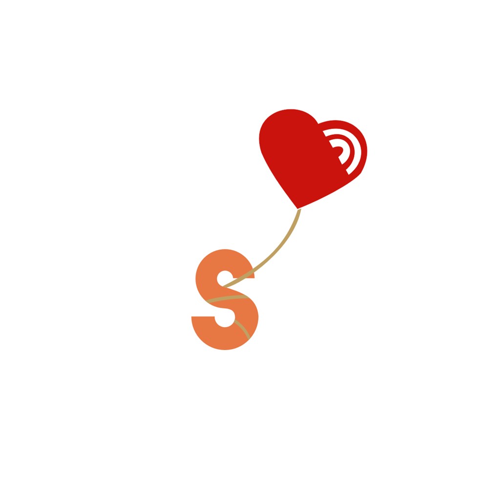 爱心字母S组合标志设计
