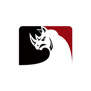 黑红剪影强悍犀牛矢量logo图标