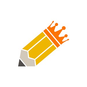 黄色铅笔皇冠矢量logo图标