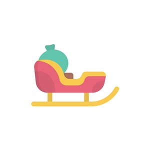 彩色圣诞雪橇矢量logo图标素材下载