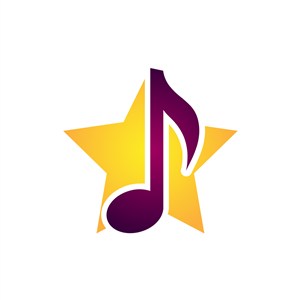 黄色紫色星星音符矢量logo图标