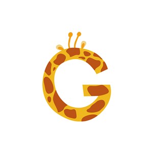 黄色长颈鹿字母G可爱动物矢量logo素材设计