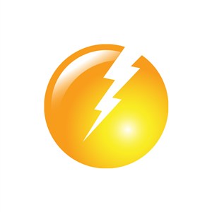 黄色球形闪电矢量logo图标