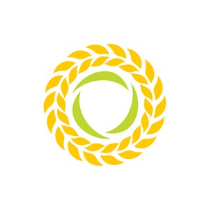 黄色麦穗圆形叶子花环矢量logo设计