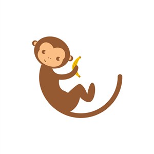 猴子香蕉矢量图logo素材