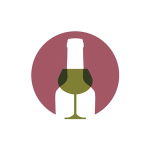 红酒杯酒瓶矢量logo设计素材