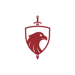 红色鹰利剑盾牌矢量logo标志设计