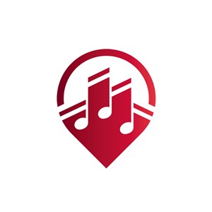 红色音符乐章矢量logo图标