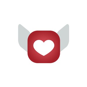 红色心形信封矢量logo图标设计