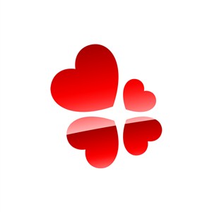 四叶草红色心形矢量logo图标