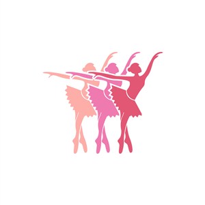 舞蹈表演艺术中心logo设计-彩色芭蕾舞女孩矢量logo图标素材下载