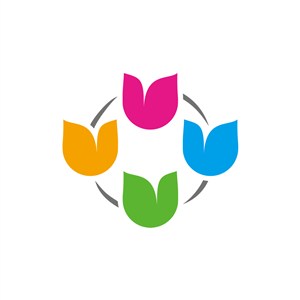 彩色花朵形状社交媒体团队相关矢量logo图标素材下载