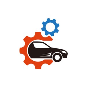 汽车行业logo设计-彩色车齿轮矢量logo图标素材下载