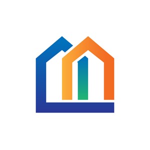 酒店logo设计--彩色线条高楼建筑logo图标素材下载