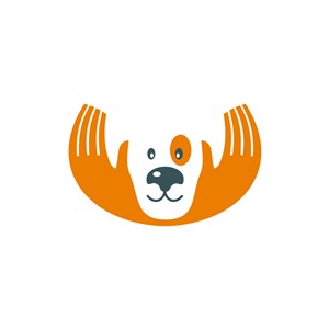 儿童服饰logo设计--狗狗和手logo图标素材下载