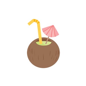 海滩椰子鸡尾酒饮料logo图标