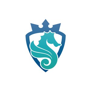 海马皇冠徽章logo矢量元素