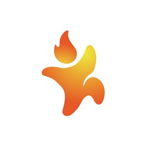 运动休闲logo设计--火焰小人跳舞logo图标素材下载