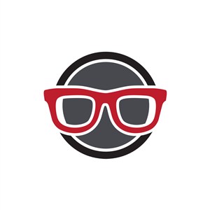 红色眼镜人像矢量logo图标设计