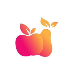 水果店苹果梨矢量logo图标