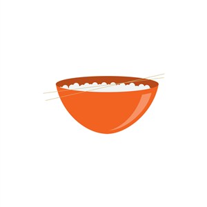 红色米饭饭碗矢量logo设计素材