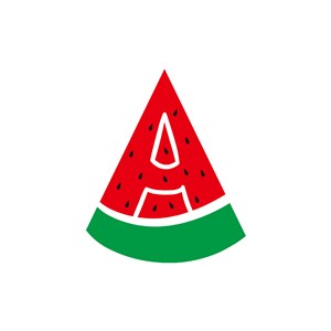 字母A西瓜图案矢量logo设计