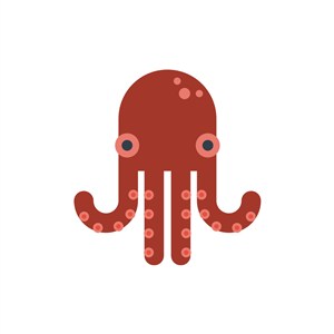 红色卡通章鱼矢量logo图标设计