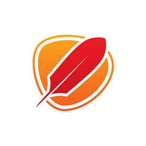 红色鸡毛笔写作logo素材