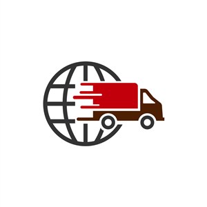 红色货车环球贸易矢量logo设计素材