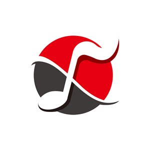 红黑色音符矢量logo图标设计