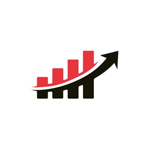 红色黑色涨幅箭头商务贸易矢量logo设计