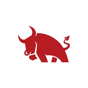 好斗的红色公牛矢量logo图标设计