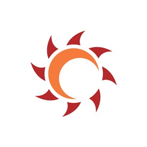 橙色太阳月亮齿轮矢量logo元素