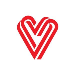 红色爱心丝带logo设计素材