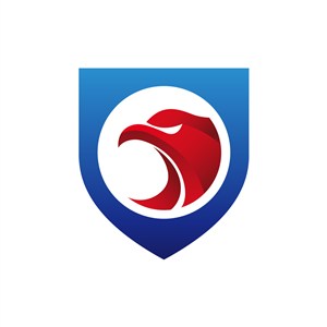 红蓝犀利鹰头盾牌矢量logo设计