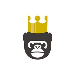 戴皇冠猩猩娱乐教育影视矢量logo图标