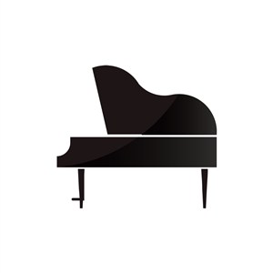 黑色古典钢琴艺术音乐相关矢量logo图标