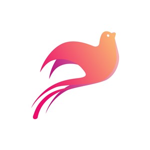 美容机构logo设计--粉色小鸟logo图标素材下载