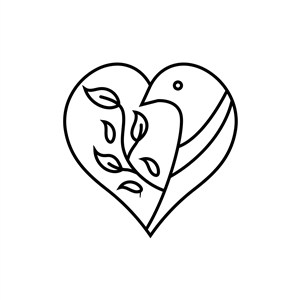 爱心线条小鸟矢量logo图标素材下载
