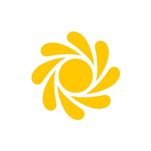黄色旋转的太阳矢量logo图标设计
