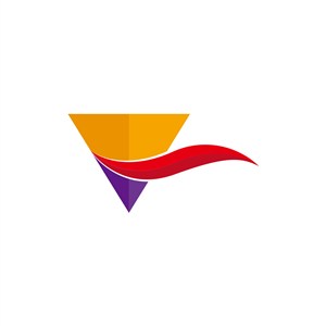 黄色三角红色波浪矢量logo图标设计