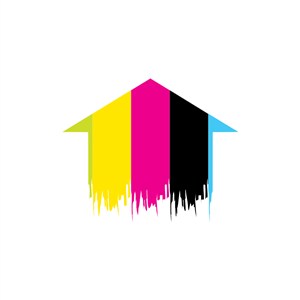 家居地产logo设计--房子箭头油漆logo图标素材下载