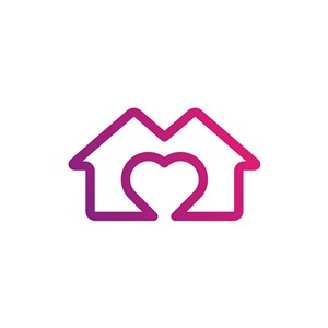家居地产logo设计--房屋爱心logo图标素材下载