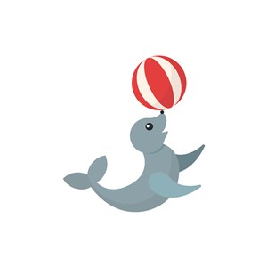 运动休闲logo设计--海狮玩球logo图标素材下载