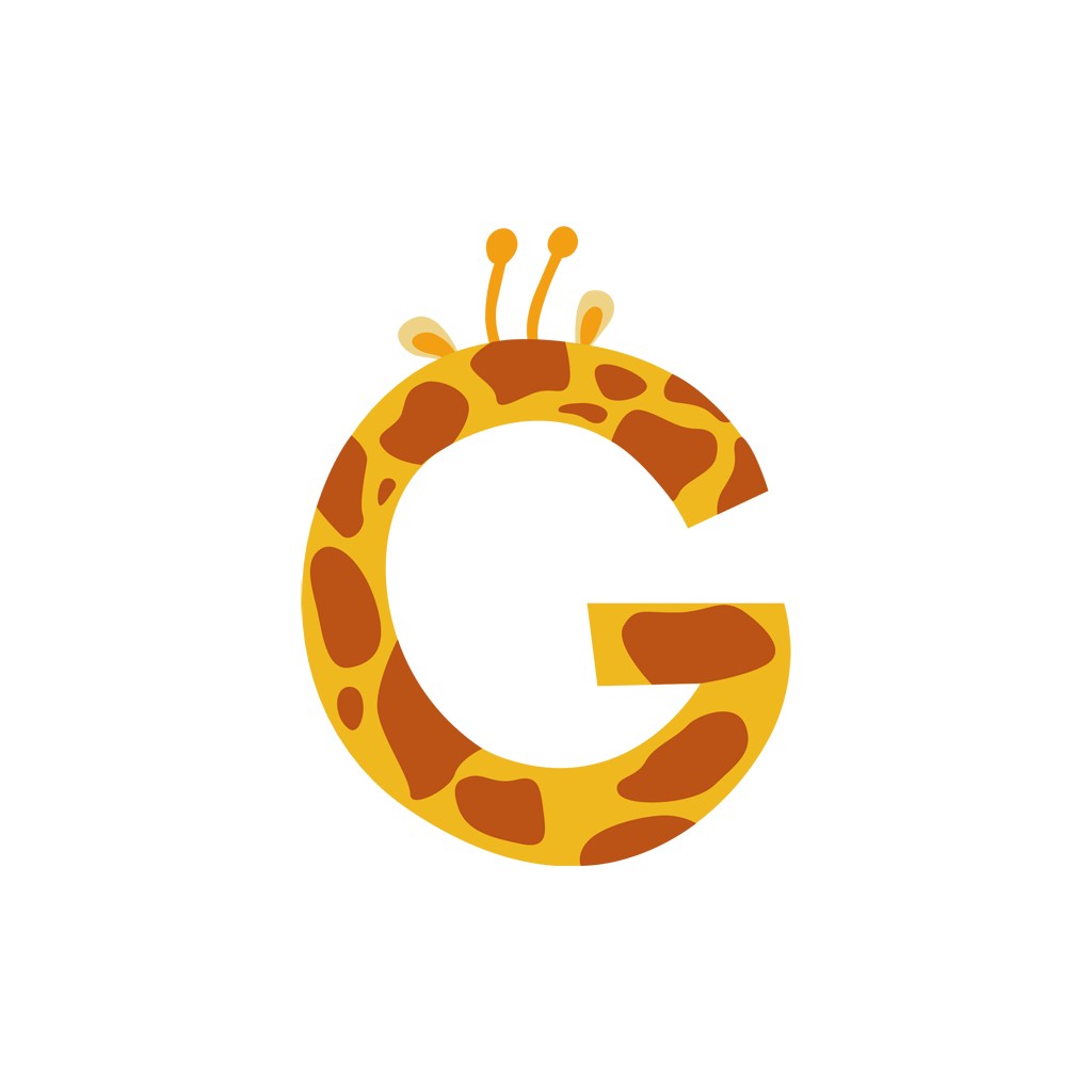 黄色长颈鹿字母G可爱动物矢量logo素材设计