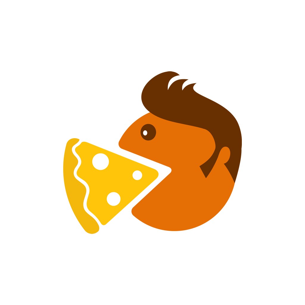 吃披萨的人物头像披萨矢量logo设计素材