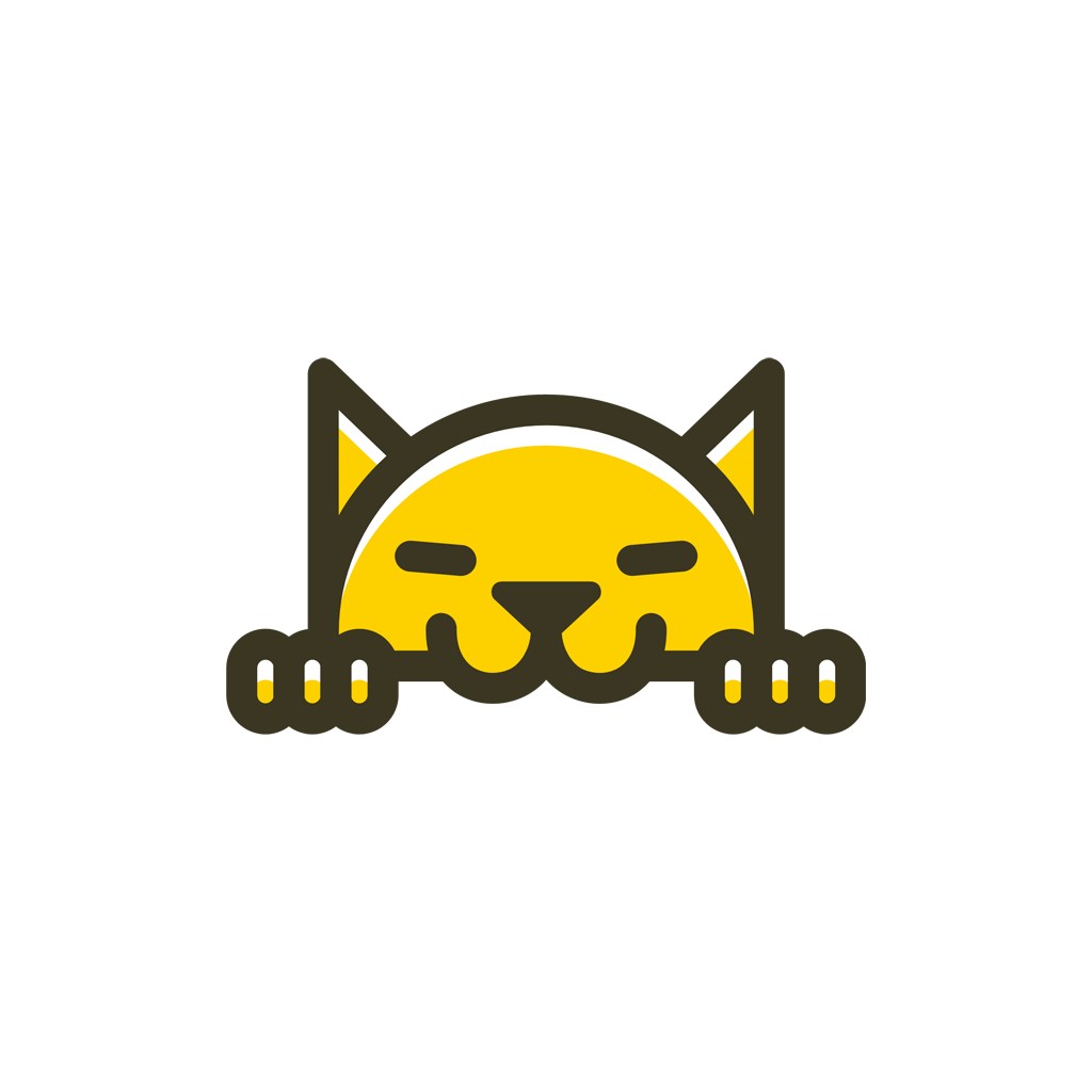 黄色卡通猫矢量logo素材设计