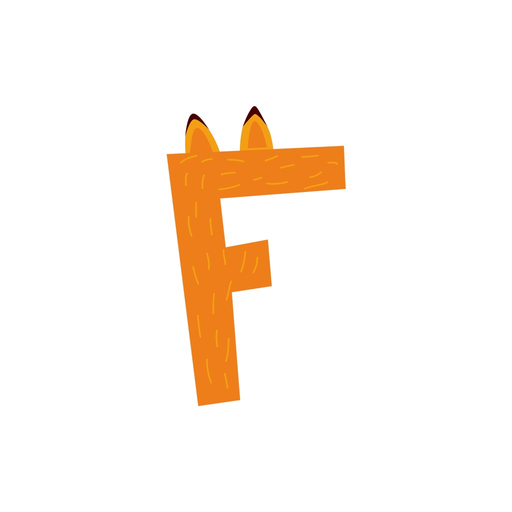 黄色狐狸字母F可爱卡通动物矢量logo图标