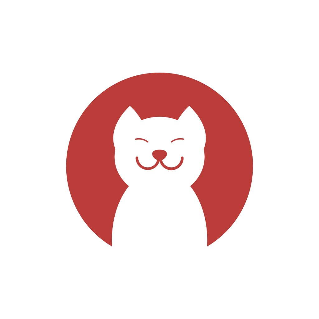 日系红色笑脸猫矢量logo设计素材