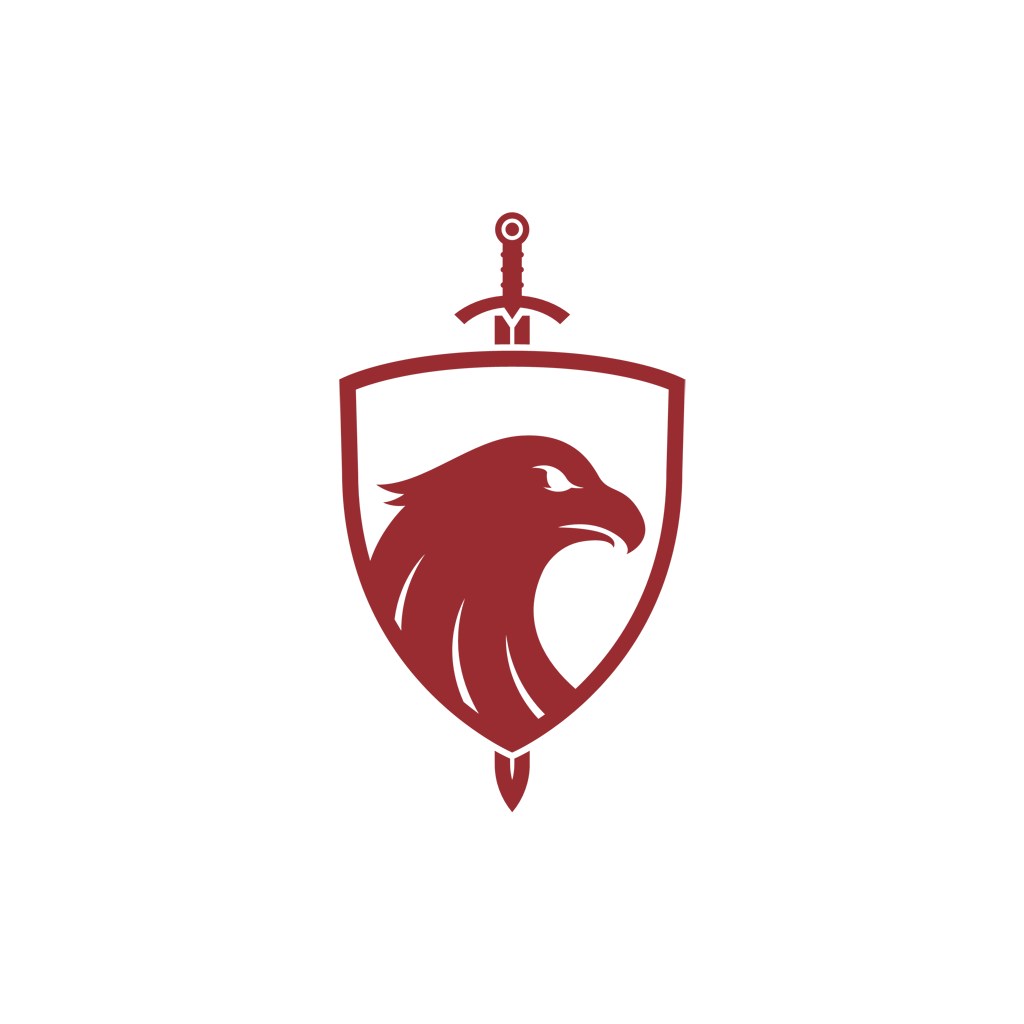 红色鹰利剑盾牌矢量logo标志设计